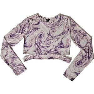 Rue 21 Womens Size XL Cut Out Waist Crop Long Sleeve Retro Tie-dye Y2K Abstract